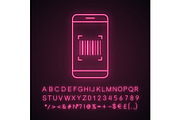 Barcode scanning app neon light icon