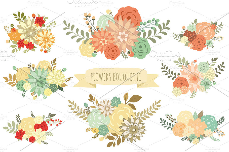 Flowers Bouquet II (vector set)
