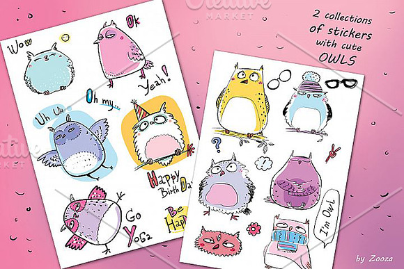 Oh, these Owls! - stickers pack in Illustrations - product preview 1