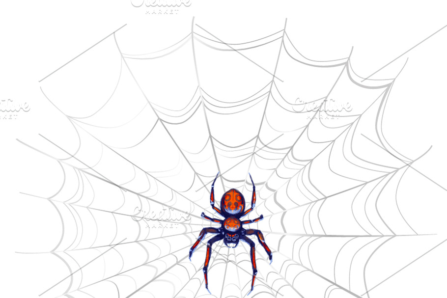 Exotic danger spider on web in Objects - product preview 8
