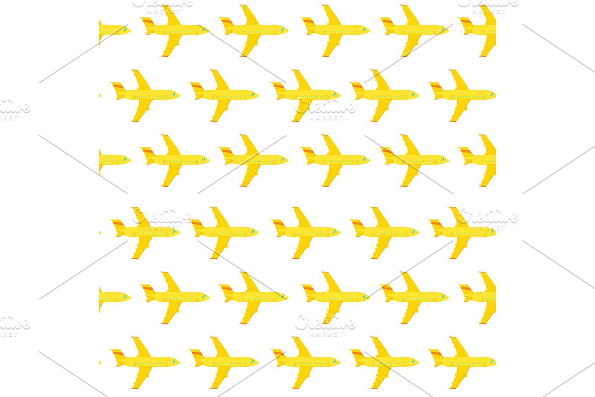 Airplane seamless pattern. Yellow. in Illustrations - product preview 8