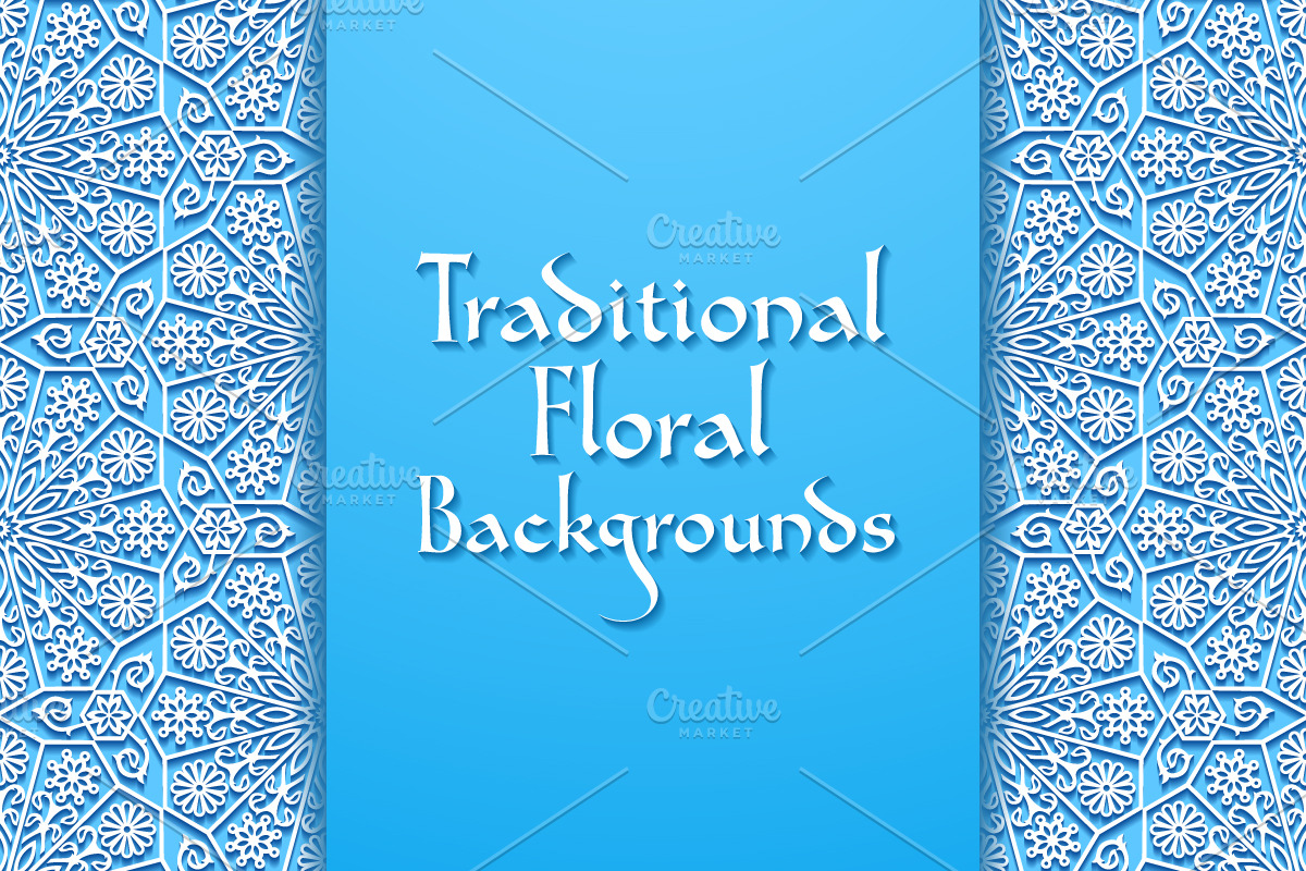 2 Traditional Floral Backgrounds in Illustrations - product preview 8