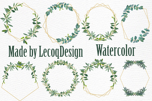 Geometric Frames Greenery clipart  in Illustrations - product preview 1