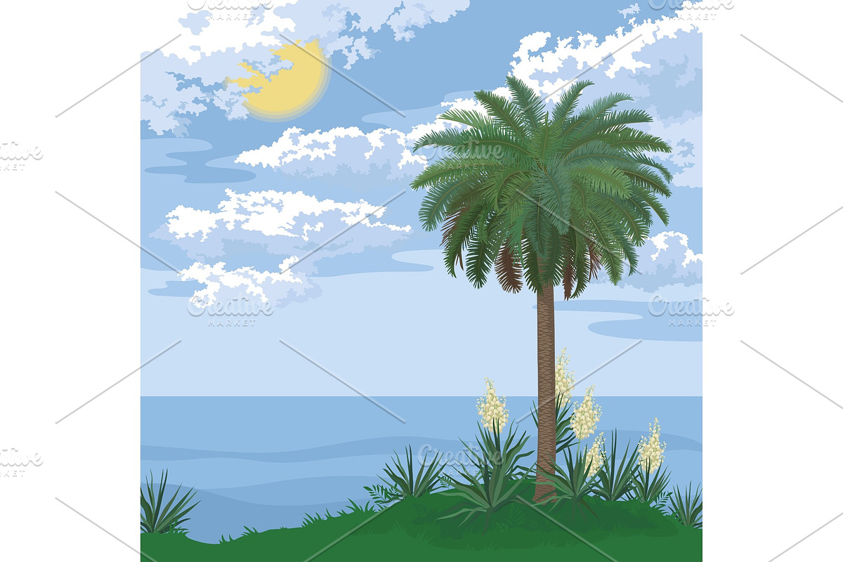 Tropical island with palm and in Illustrations - product preview 8