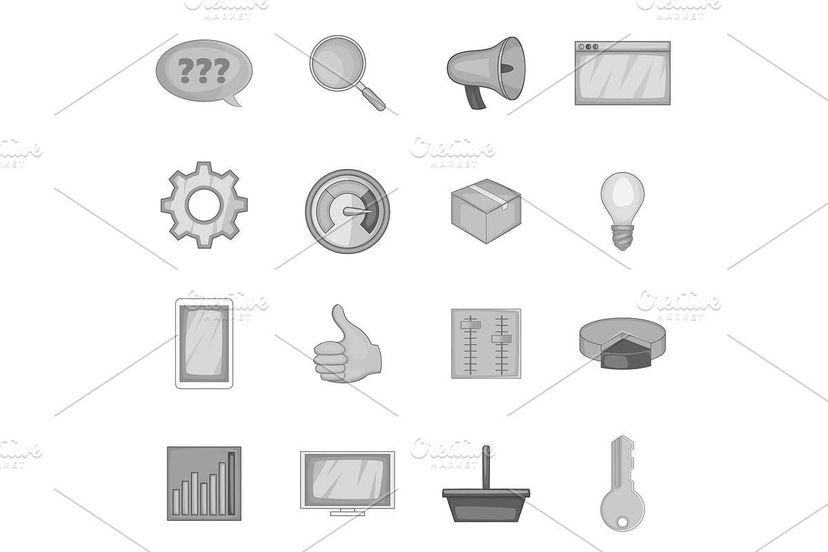 Marketing icons set, monochrome in Illustrations - product preview 8