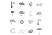 Weather icons set, monochrome style