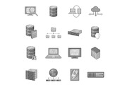 Data base icons set, monochrome