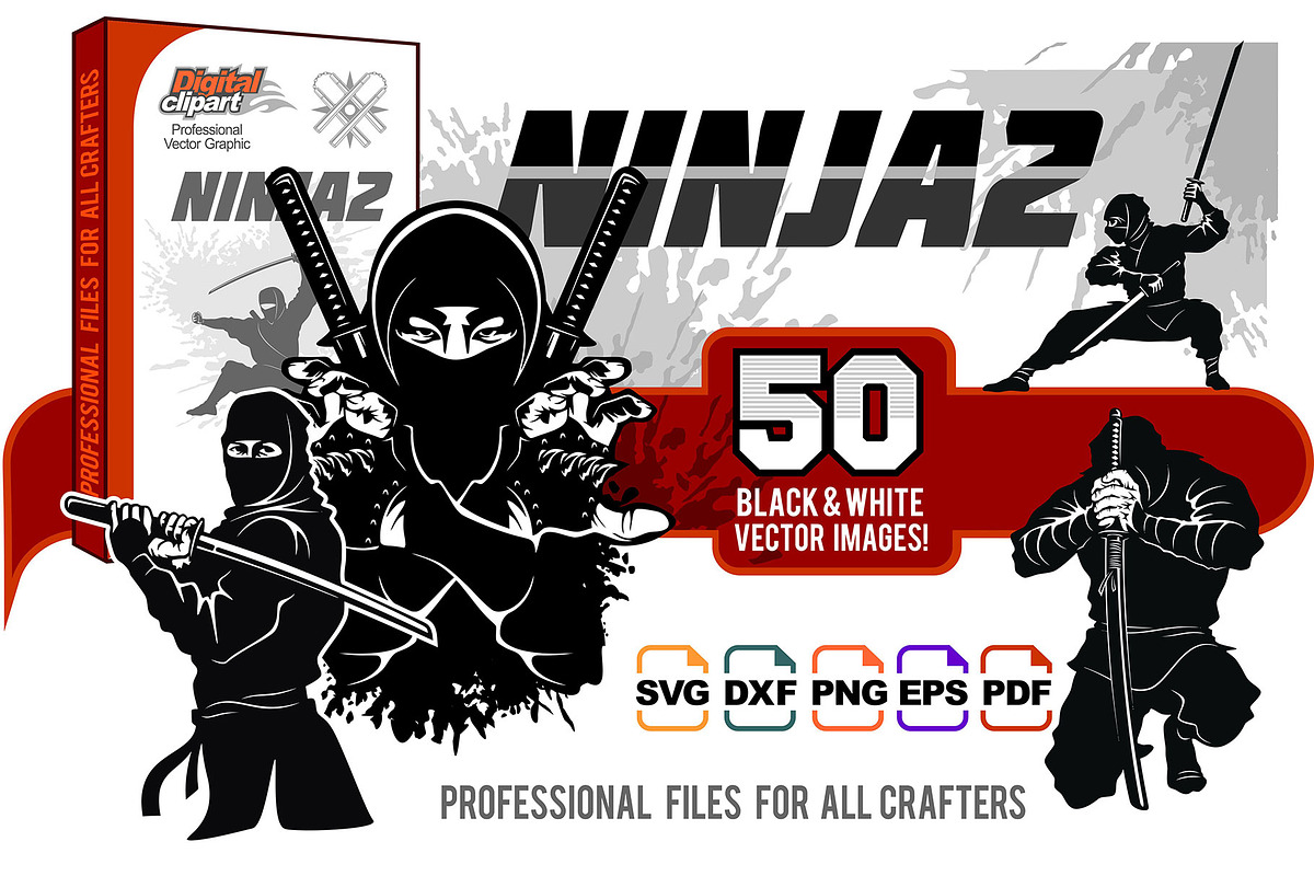 Ninja warrior vector set - 50 images in Illustrations - product preview 8