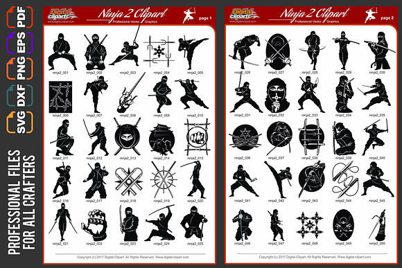 Ninja warrior vector set - 50 images in Illustrations - product preview 1