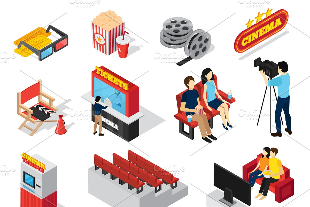 Cinema 3d isometric set in Icons - product preview 8