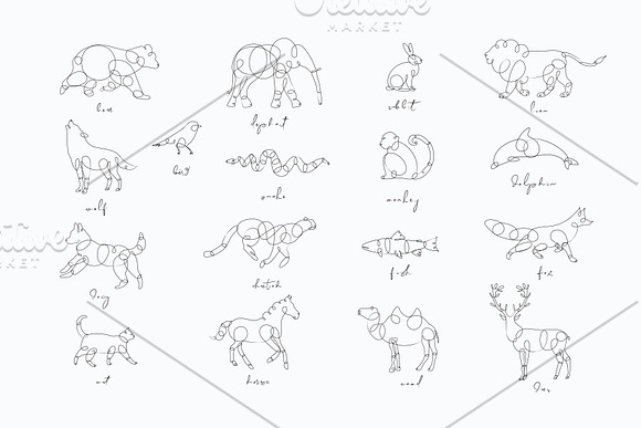 Line Animals in Illustrations - product preview 1