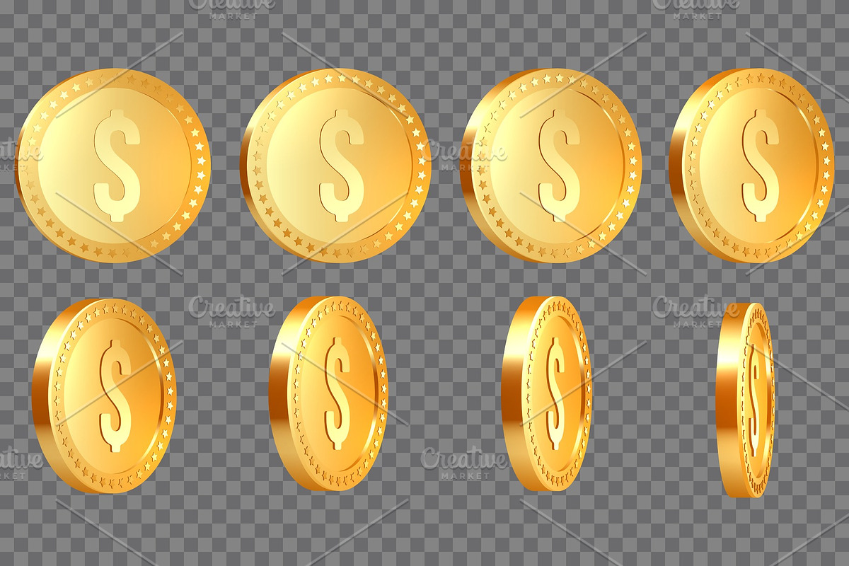 Set of 3d realistic golden metallic in Illustrations - product preview 8