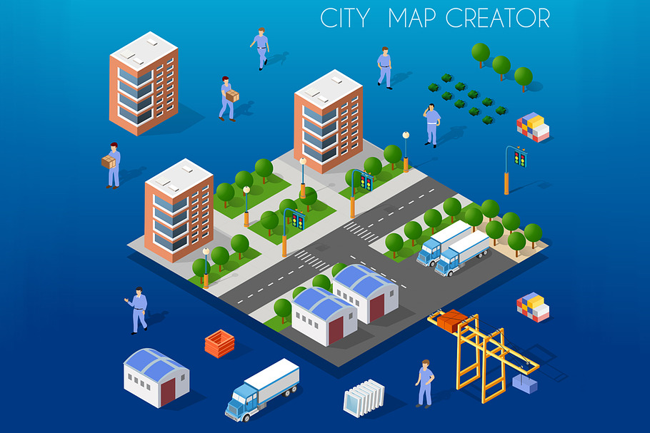 City isometric map creator in Illustrations - product preview 8