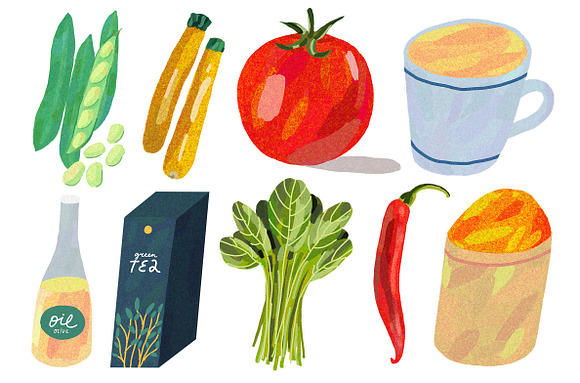 Healthy Food Illustration Set in Illustrations - product preview 2