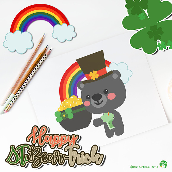 Happy St. Beartrick Day Clip Art in Illustrations - product preview 3