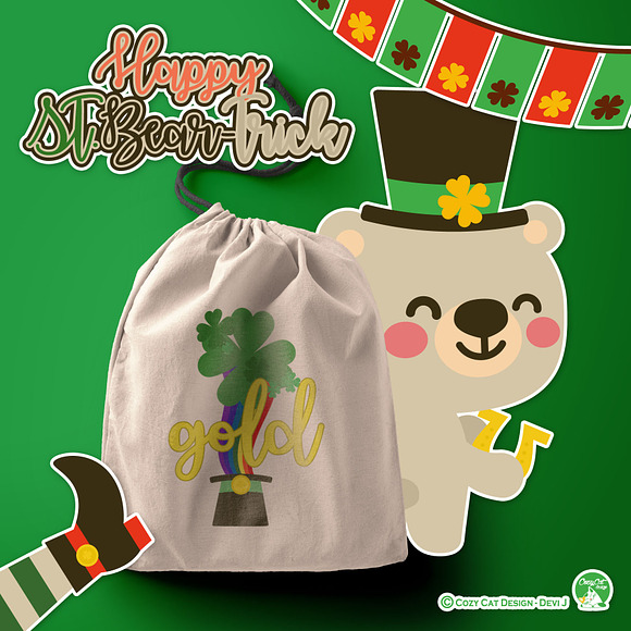 Happy St. Beartrick Day Clip Art in Illustrations - product preview 5