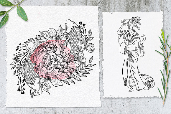 Japanese Blossom. Graphic Collection in Illustrations - product preview 3
