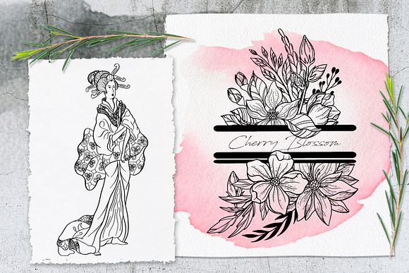 Japanese Blossom. Graphic Collection in Illustrations - product preview 5