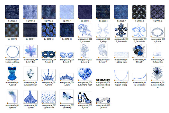 Blue Masquerade Graphics in Illustrations - product preview 2