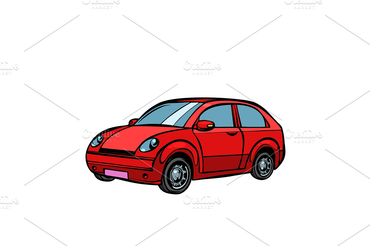 red car, road transport. Isolate on in Illustrations - product preview 8
