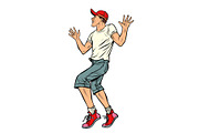 modern young man dancing baseball