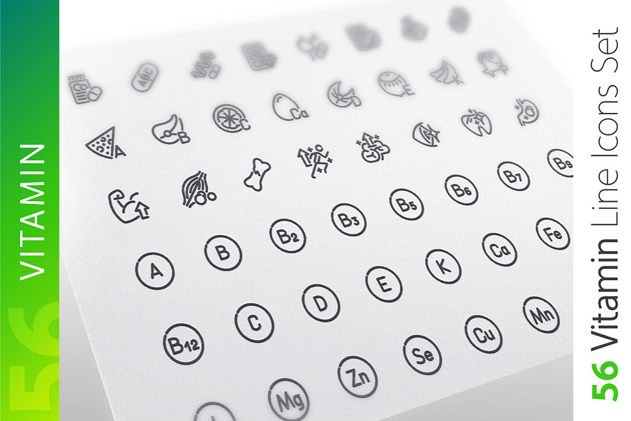 Vitamin Line Icons Set in Icons - product preview 8