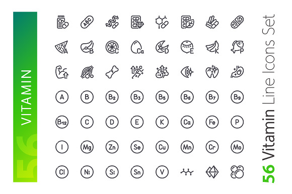 Vitamin Line Icons Set in Icons - product preview 1