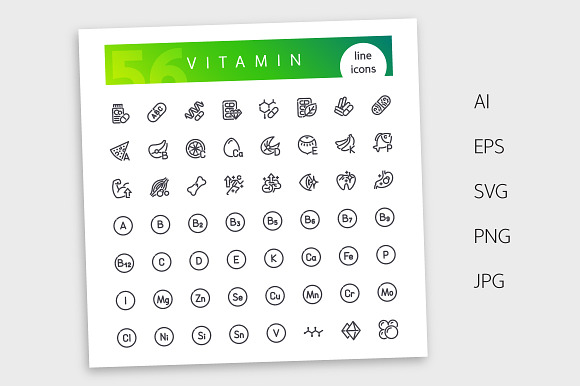 Vitamin Line Icons Set in Icons - product preview 3