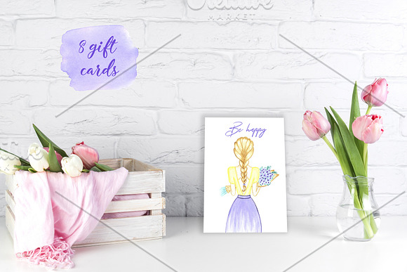Women's day Card. 8 March in Postcard Templates - product preview 4