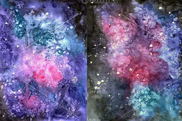 Watercolor galaxy space textures
