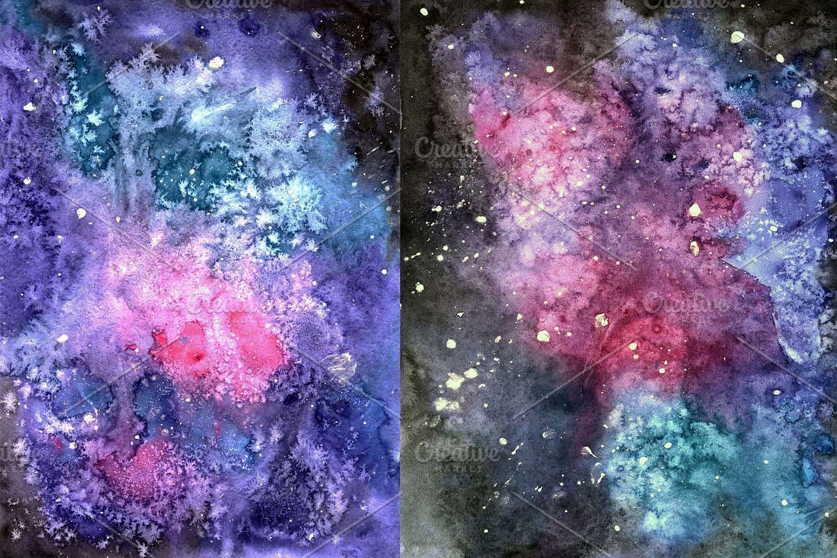 Watercolor galaxy space textures in Textures - product preview 8