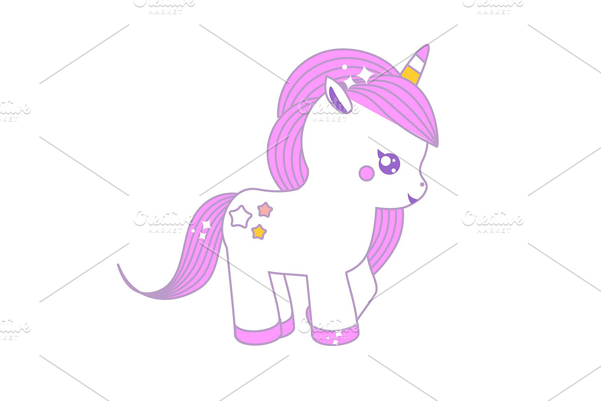 Cute unicorn. Fairy pony, magic hors in Icons - product preview 8