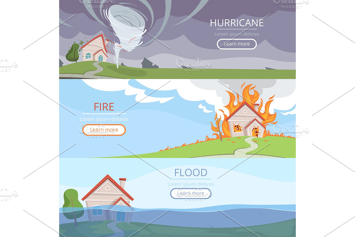 Disaster weather banners. Tsunami in Graphics - product preview 8