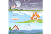 Disaster weather banners. Tsunami