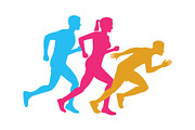 Colorful Silhouettes of Running Men