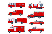 Fire engine. Collection with red