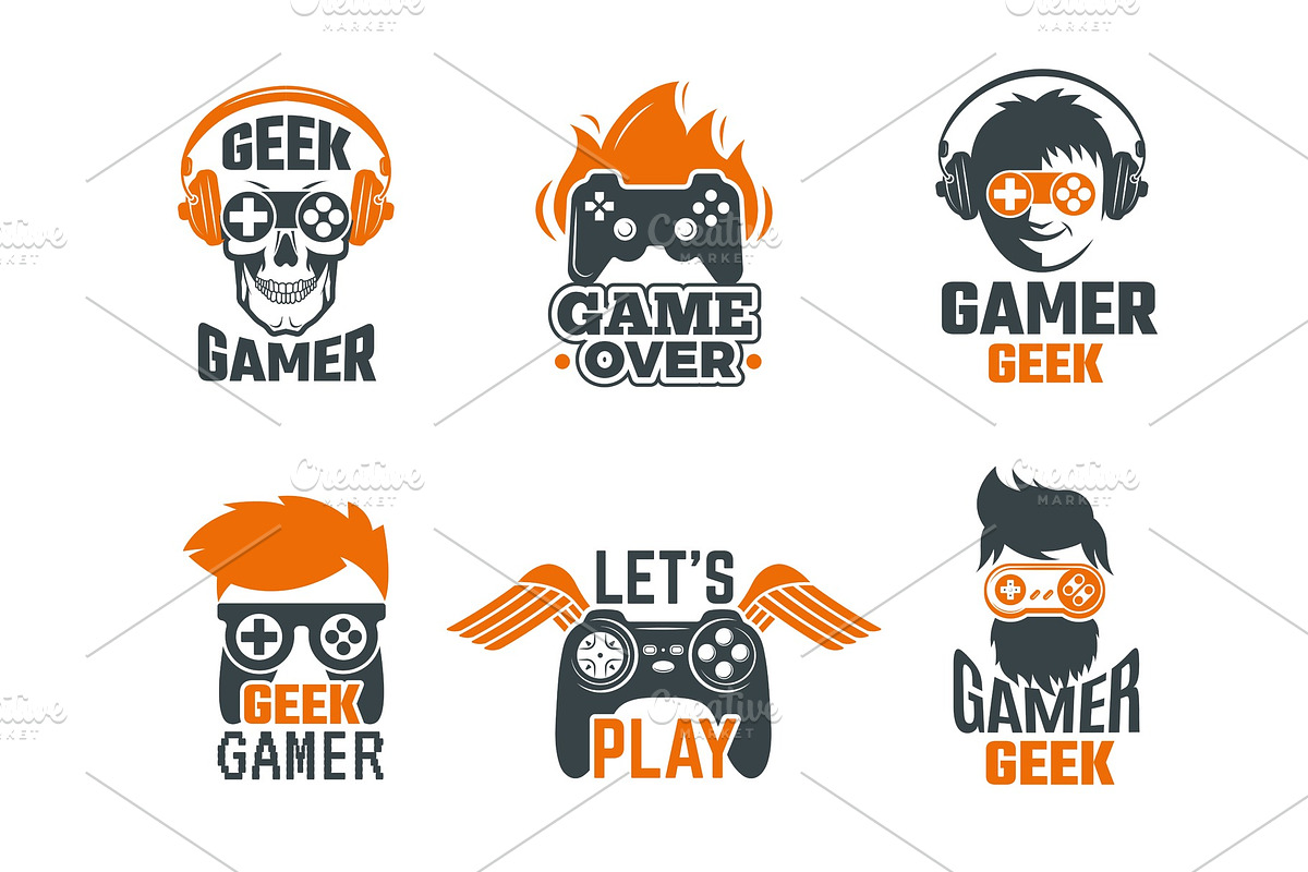 Gamers badges. Joystick video gaming in Graphics - product preview 8