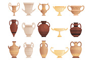 Old ancient vessel. Clay jug cups