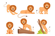 Lion cartoon. Wild jungle animal