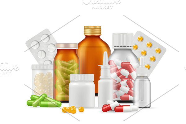 Medical bottles and pills