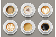 Coffee mug top view. Cappuccino