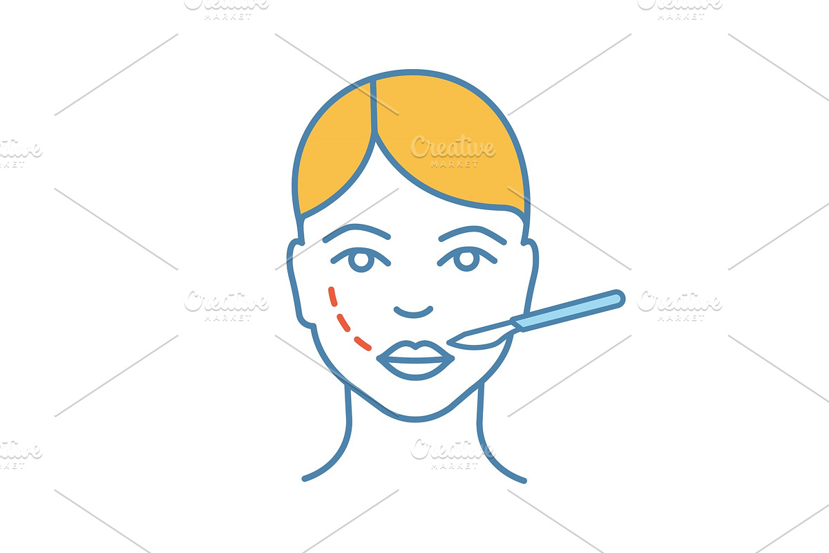 Cheek lift surgery color icon in Icons - product preview 8
