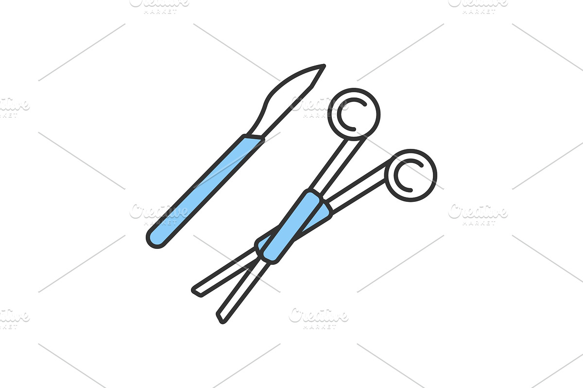 Surgical scalpel and clamp icon in Icons - product preview 8