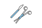 Surgical scalpel and clamp icon