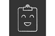 Smiling clipboard chalk icon
