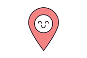 Smiling map pin character color icon