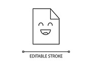 Smiling file character linear icon