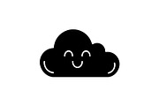 Smiling cloud glyph icon
