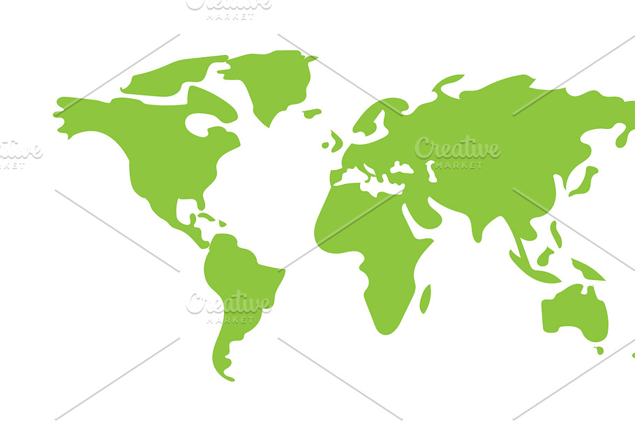 Hand drawn World Map green color