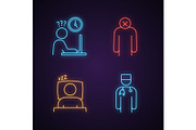 Emotional stress neon light icons